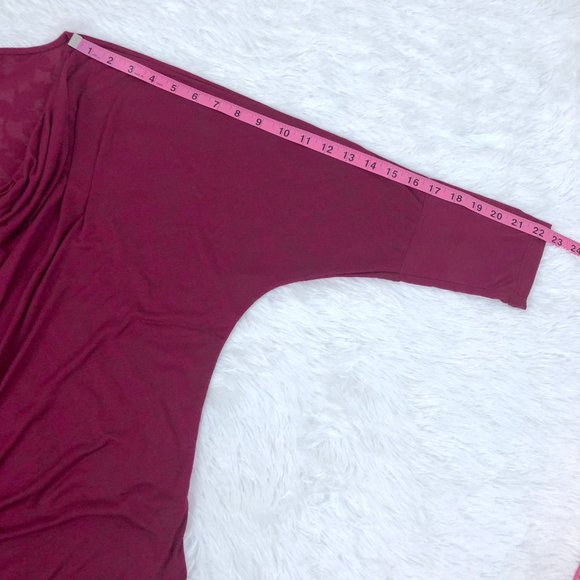 ✅SOLD✅Mossimo 3/4 Dolman Sleeve Top Burgundy Cowl - Picture 7 of 8